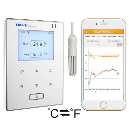 Elitech Rcw-800 Wifi Temperature Humidity Data Logger Intelligent Temp Monitor